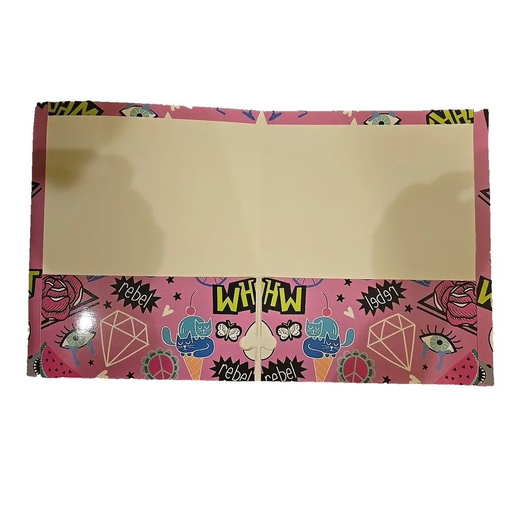 Top Flight 2-Pocket School Folders Pink Pop Art‎ Girl Power Rebel 4 Pack